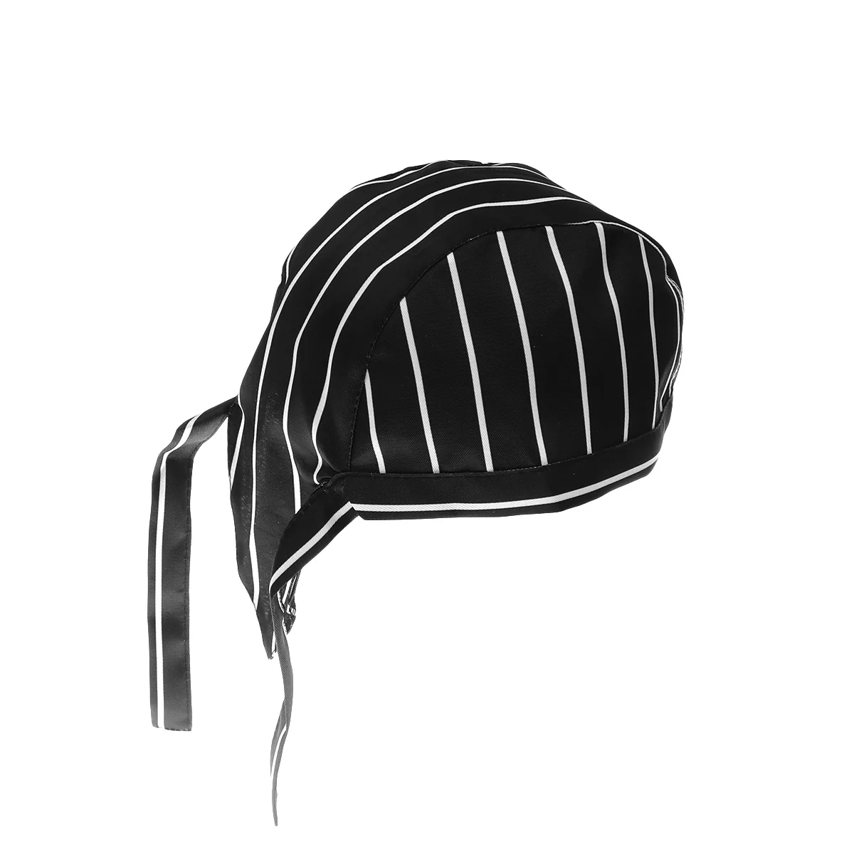 요리사 모자 터번 케이터링 스컬 캡 블랙 화이트 조절 가능한 리본 부드러운 캔버스 남녀 공용 서버 일상 착용에 이상적