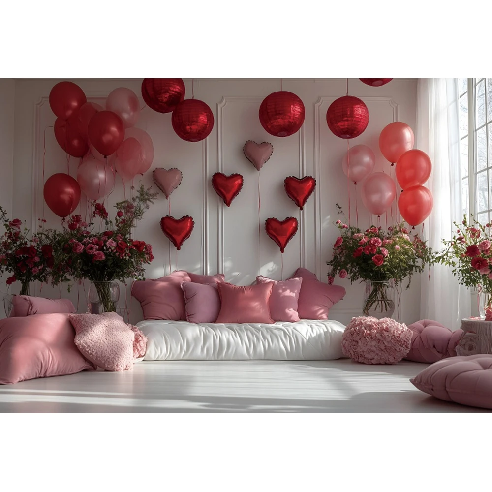 بالون قلب أحمر لعيد الحب خلفية تصوير لعيد ميلاد الطفل وحفلات الزفاف ديكور صورة للأطفال خلفية استوديو الصور