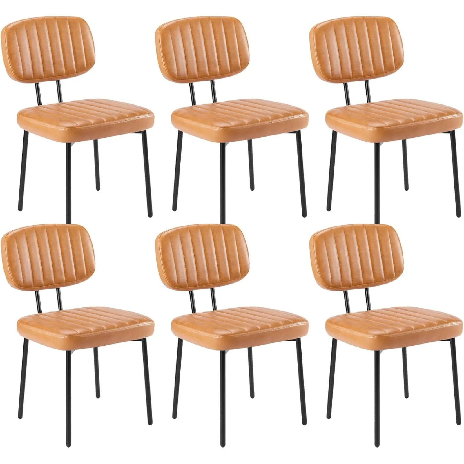 

US Dining Chairs Set of 6, Upholstered Mid Century Modern Kitchen Dining Room Accent Chairs with Faux Leather