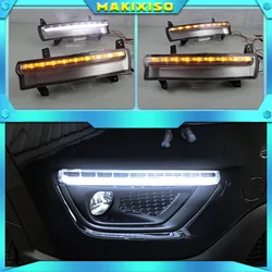 2PCS Daytime running light For Jeep Compass 2017 2018 2019 dynamic yellow turn Signal Light style Relay 12V LED car DRL fog lamp