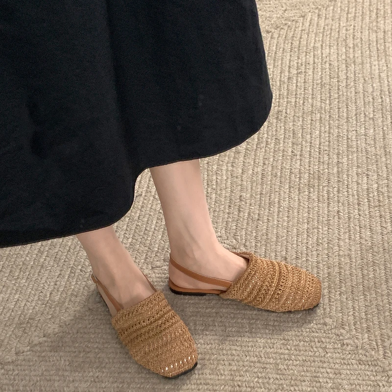 Retro Style Women's Summer Weave Cover Toe Gladiator Sandals Fashion Comfort Flats for Ladies