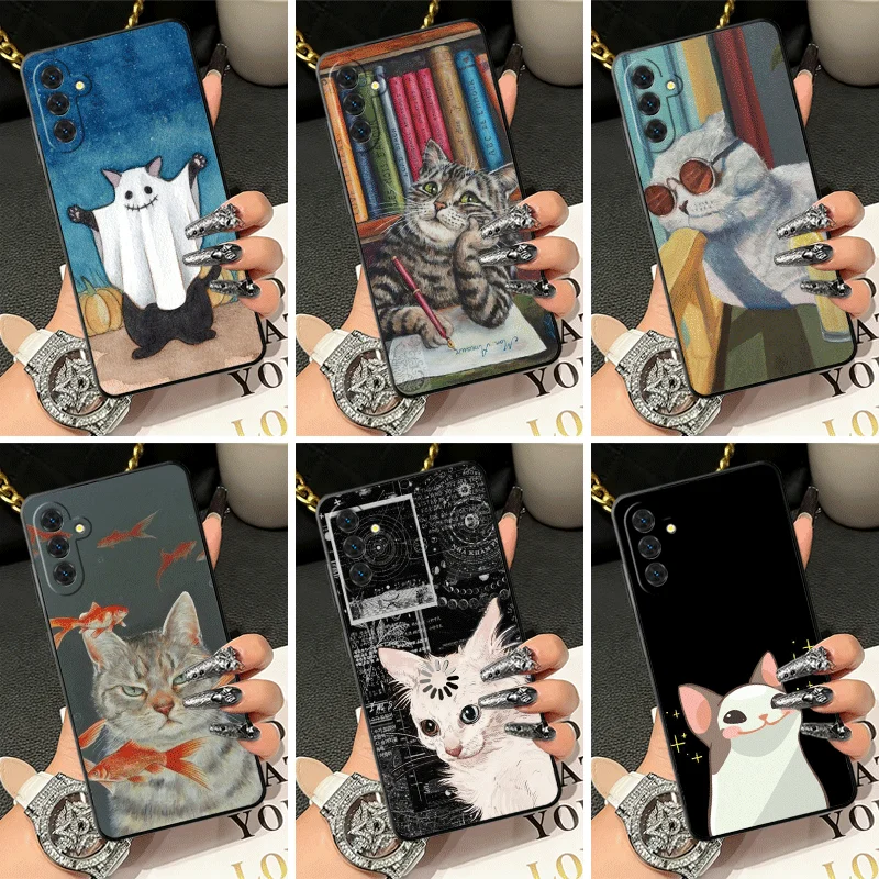 Soft Silicone Phone Case for Samsung A17 A16 A15 A14 A13 Funny Cats Fashion Style Shell A57 A56 A55 A54 A53 A37 A36 A27 A26 A35