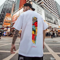 Camiseta de manga corta con grafiti de diablo para hombre, camisa de estética de moda de Hip hop, camisetas de Anime, ropa harajuku de verano 2022