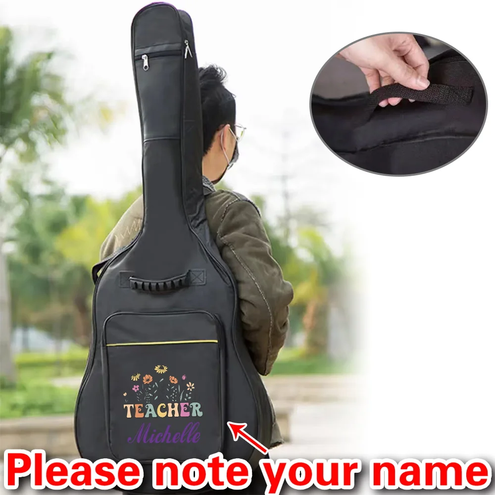 

Персонализированный водонепроницаемый рюкзак для гитары с двойными регулируемыми лямками, утолщенный, модный, с принтом, 36-41 дюйм.