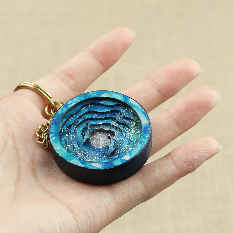 Leather mini dolphin keychain pendant handmade vintage creative portable bag charm decoration gift handcrafted genuine leather