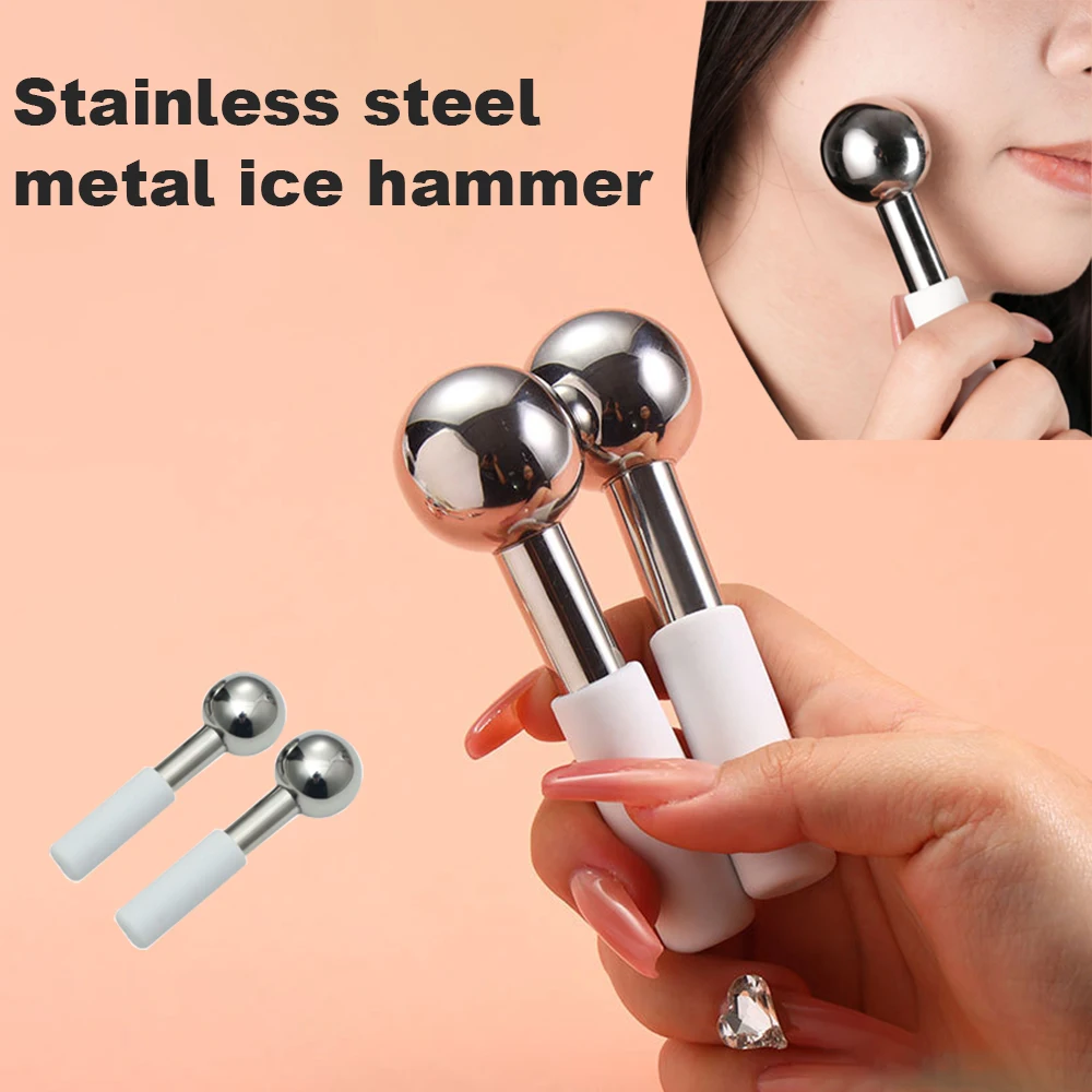 Stainless Cryo Stick Ice Globes Massage Facial Freeze Tools Eliminate Eye Pattern Facial Ice Spa Ball Cryo Roller Cooling Skin