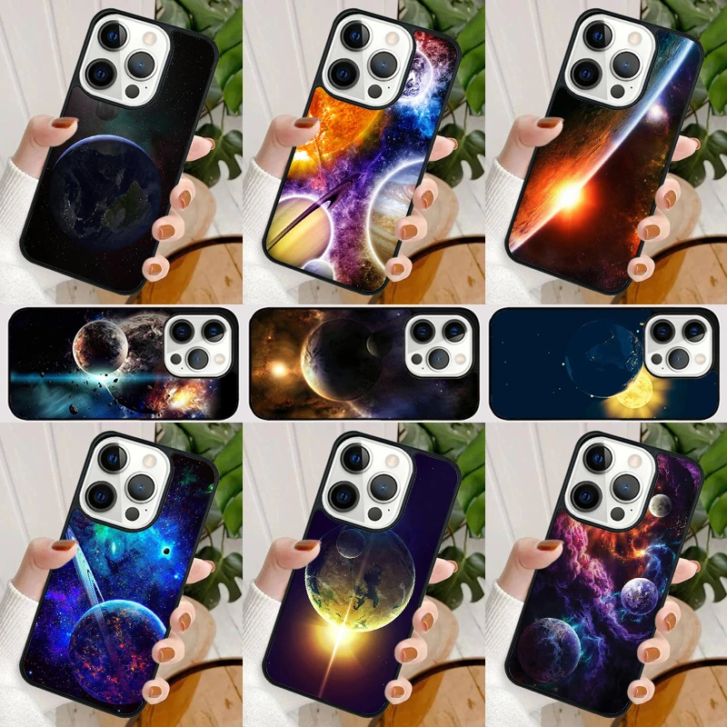 Earth Moon Sun Planet Phone Case For iPhone 15 SE2020 14 XR XS Max 6 7 8 Plus 11 12 13 Pro Max Mini Phone Cover coque