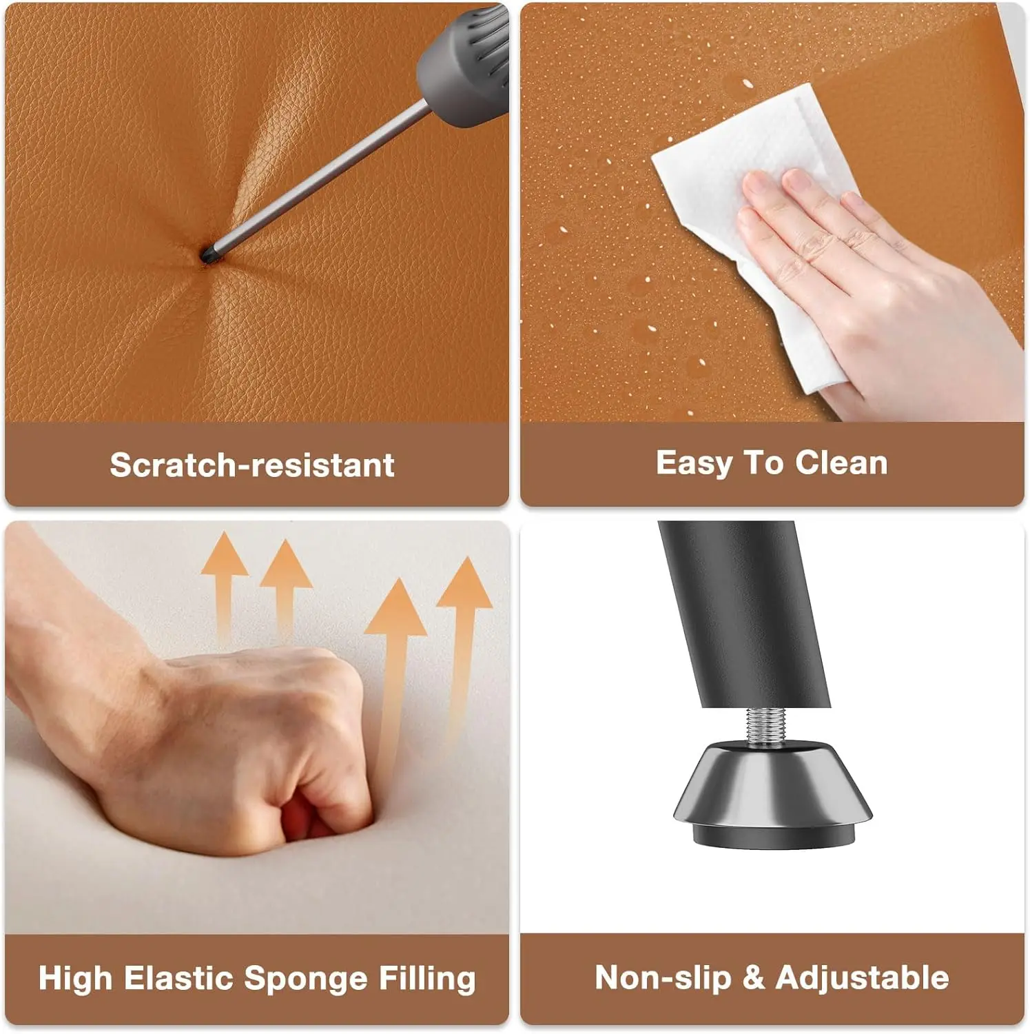 High Backrest Faux Leather Upholstered Counter Stools with Armless Footrest Modern Bar Chairs Tall Pub Stools for Kitchen Dining