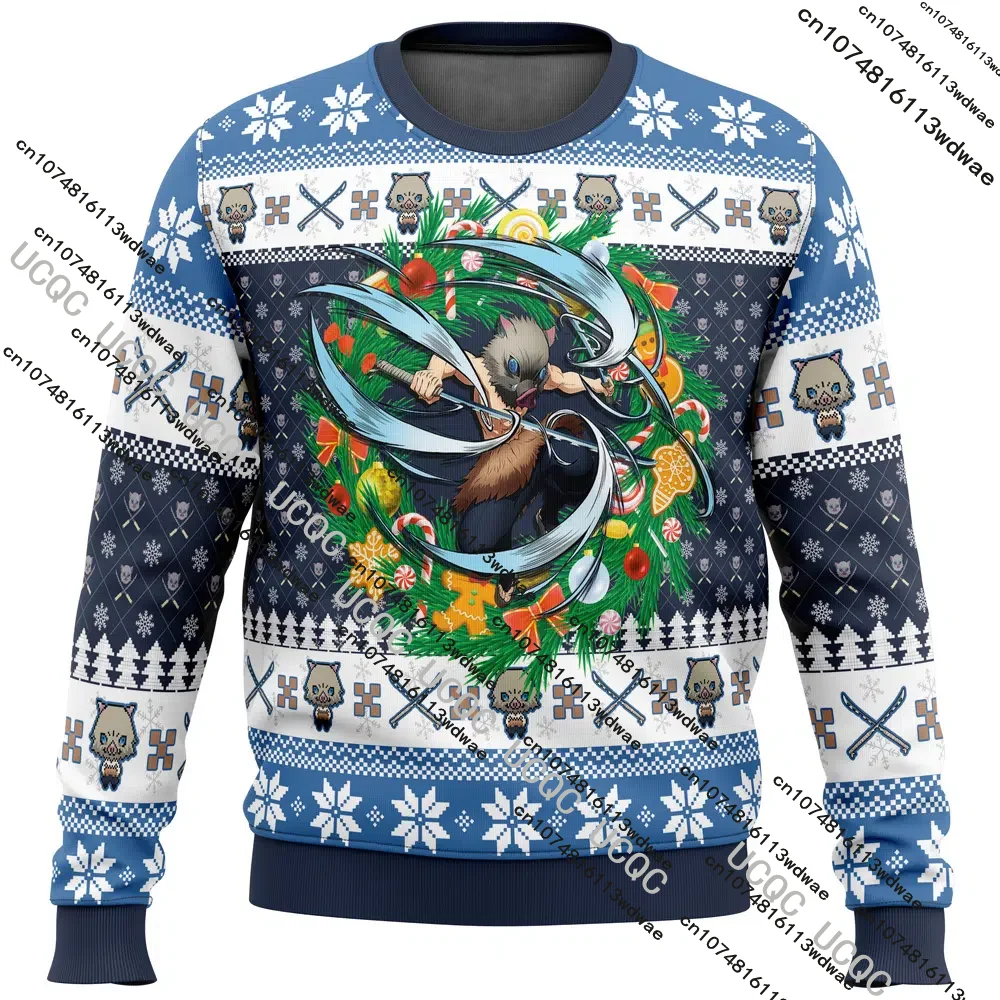 

2025 Anime Hashibira lnosuke Demon Slayer Christmas Round Neck Pullover Men Comic Exhibition 3D Print Kid Casual Sweatshirts