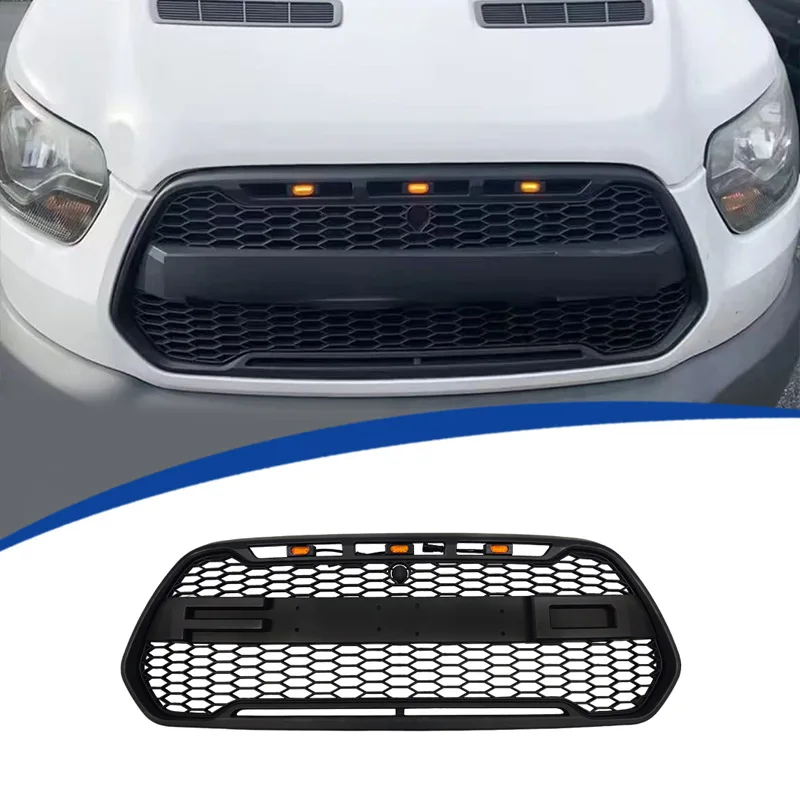 

For 2014-2021 North America Ford Transit Custom Modified Front Grille Honeycomb Mesh Racing Grill Bumper Upgrade ABS Sporty