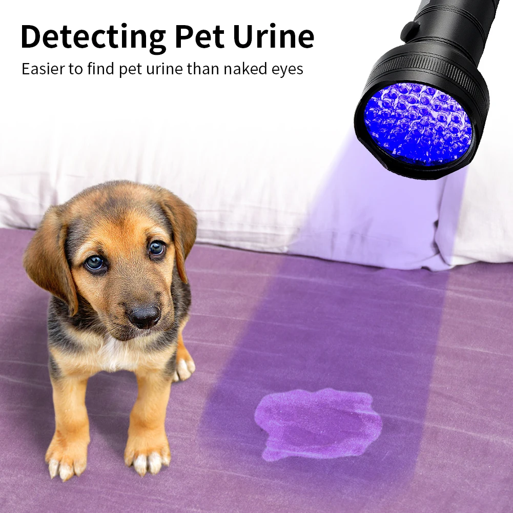 365nm UV Flashlight 51/100LED Ultraviolet Blacklight Battery Powered Purple Linternas Carpet Pet Urine Detector Catch Scorpion