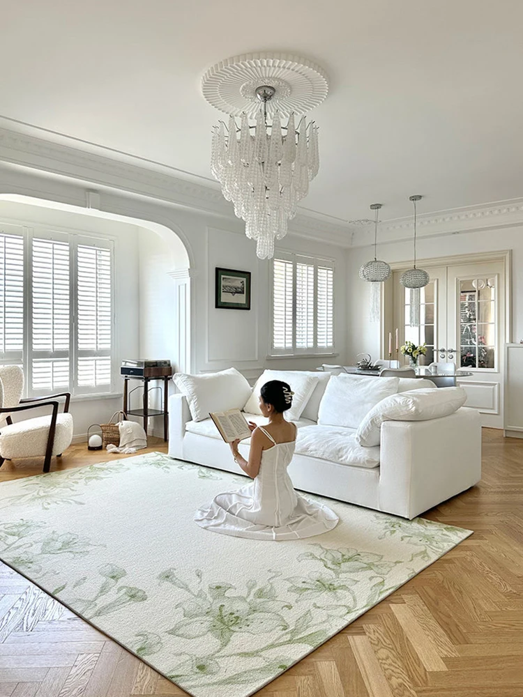 New French Style Living Room Carpet Handmade Wool Thick Home Area Rug Non-slip Sofa Coffee Table Floor Mat Bedside Rugs