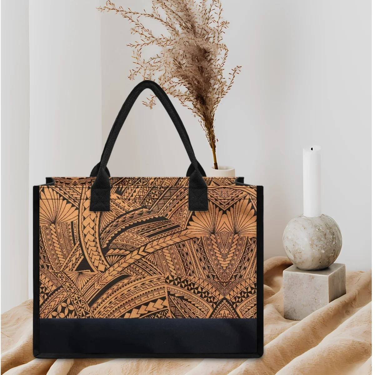 Polynesian Samoa Tattoos Printing Handbags High Quality Handheld Girl Elegant Tote Bags Work Party Travel Canvas Bag For Women