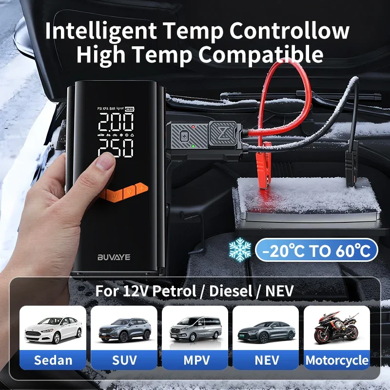 NEW 4-IN-1 Car Jump Starter With 150PSI Tire Inflator Air Pump Portable Car Battery Booster Power Bank For 12V Gas/Diesel