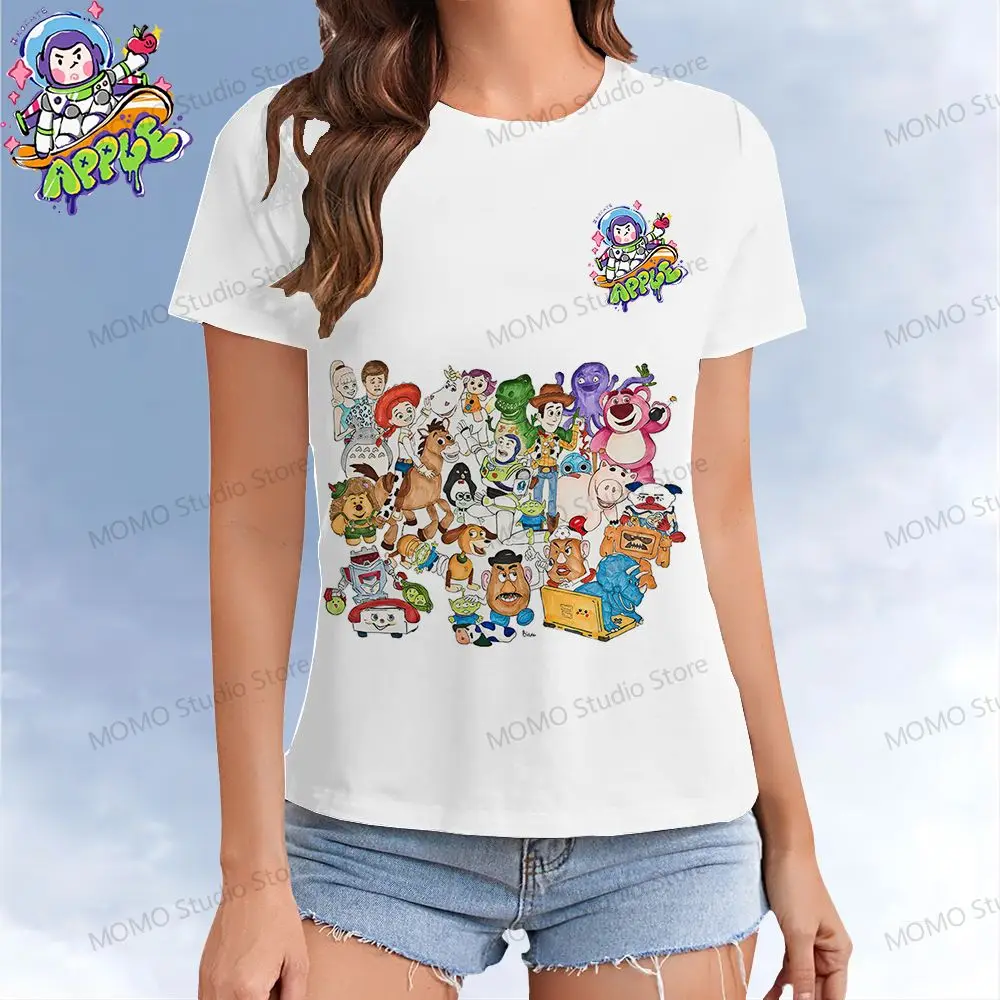 

Disney Toy Story Buzz Lightyear Women's T-shirt T-shirts Woman Clothing Summer Short Sleeve XS-3XL Kawaii Leisure Street Wear