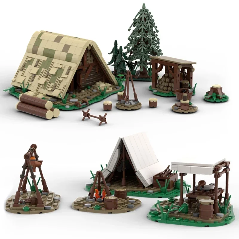 

Модель средневековой улицы: конструктор MOC, деревянный домик лесоруба, технологичные модульные блоки, подарки, рождественские игрушки, наборы для сборки своими руками