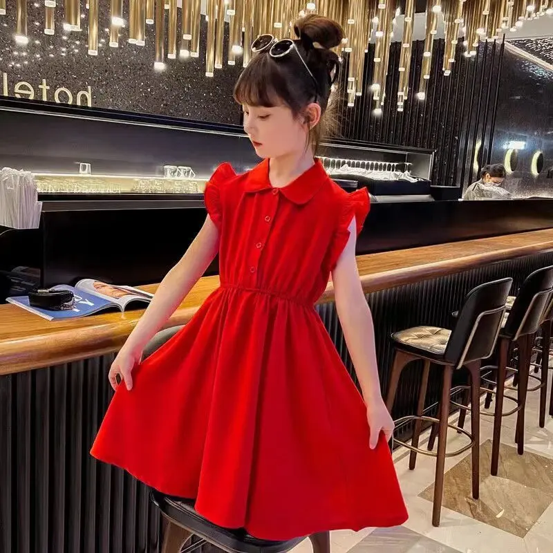 

2026 Children braces maid skirt new teenager spring Summer Kids girls Dresses Formal Princess 4 5 6 7 8 10 11 12 13 Years