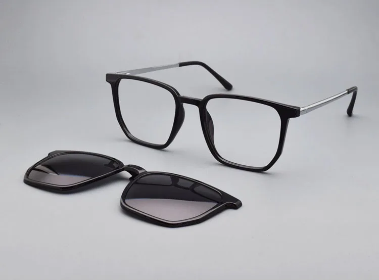 Transparente Brille Magnet Sonnenbrille Clip gespiegelt Magnet clip auf Brille rosa Rezept Myopie Brille Rahmen lila – Detail 11