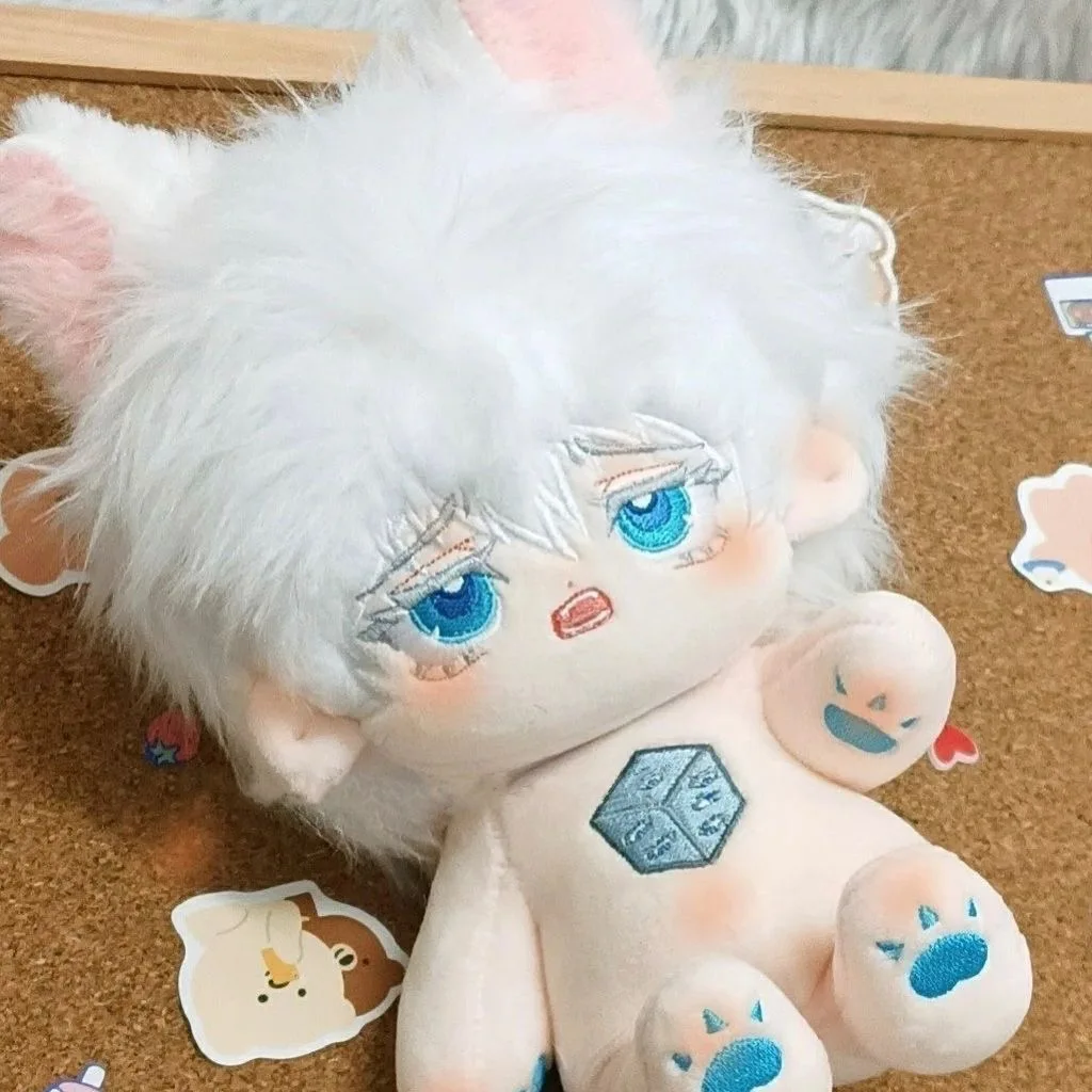 20 سنتيمتر Jujutsu Kaisen Gojo Satoru فستان قطيفة دمية قطنية تأثيري الملابس مع الهيكل العظمي بلوشي آذان هدايا عيد الميلاد لعب للأطفال