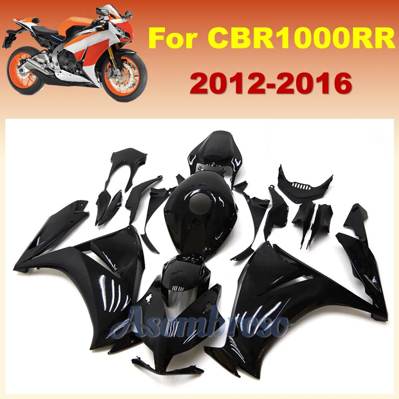 Bright Black Motorcycle Fairing Kit for  CBR1000R 2012 2013 2014 2015 2016 CBR 1000RR 12-16 New Plastic Bodywork Set