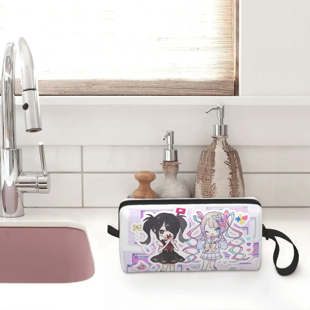 KAngel Ame-Chan Anime Game Cosmetic Bag Makeup Bags Needy Girl Overdose Water Resistant Toiletry Bag Organizer Storage Bag