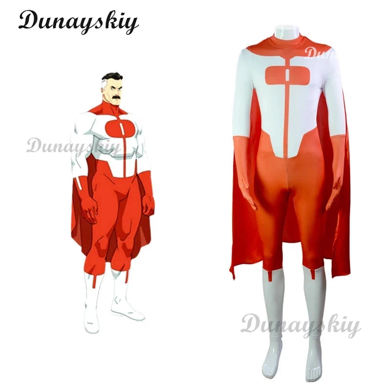 

CyInvincible Mark Grayson Jumpsuit Cloak Superhero Cosplay Omni-man Costume Atom Eve Anime Bodysuit Halloween Men Women Boots