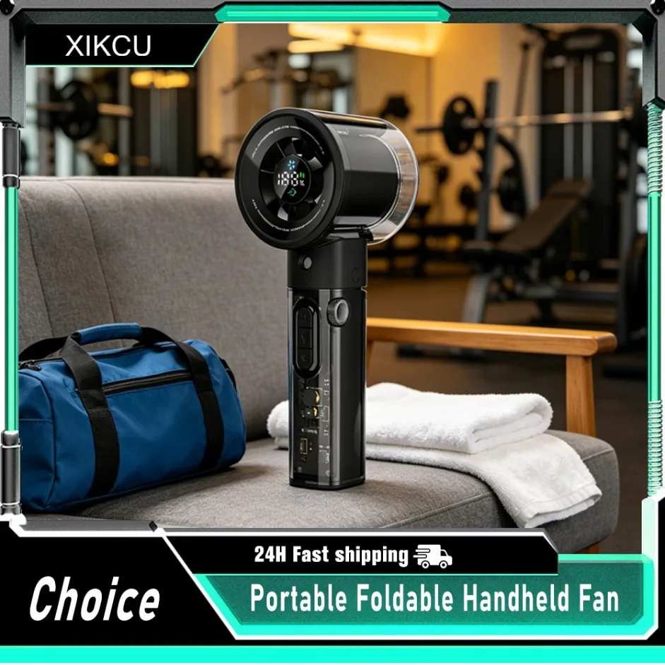 

Transparent Handheld Spray Fan 100-Speed Dial Cooling Fan with AI LED Display 10H Battery Mist Fan for Concerts Travel Office