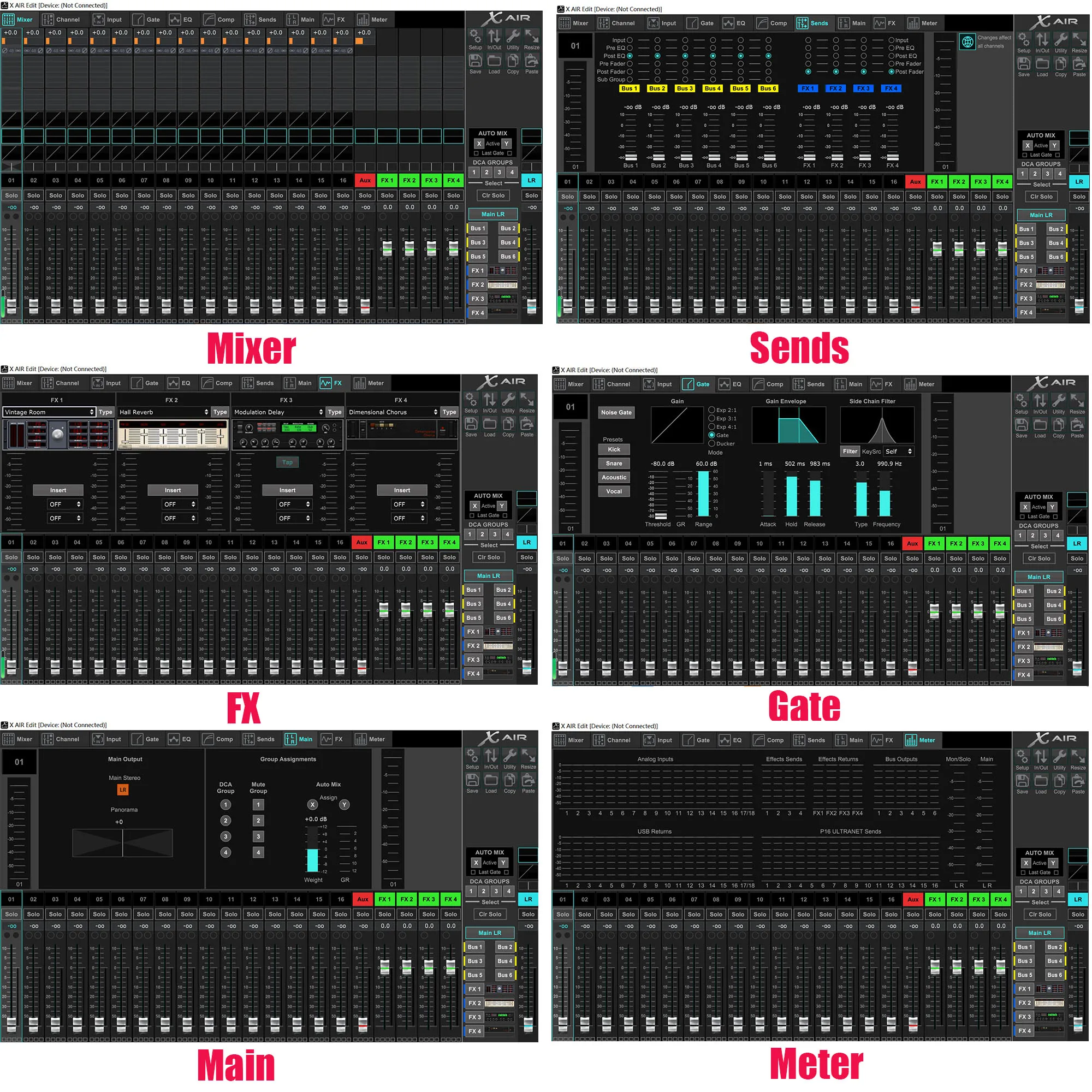 Imagem -06 - Mixer Digital Profissional Console de Mistura para Estúdio Aplicação ao Vivo Ios Android pc e Mac Novo Áudio Mr1608 16 ch