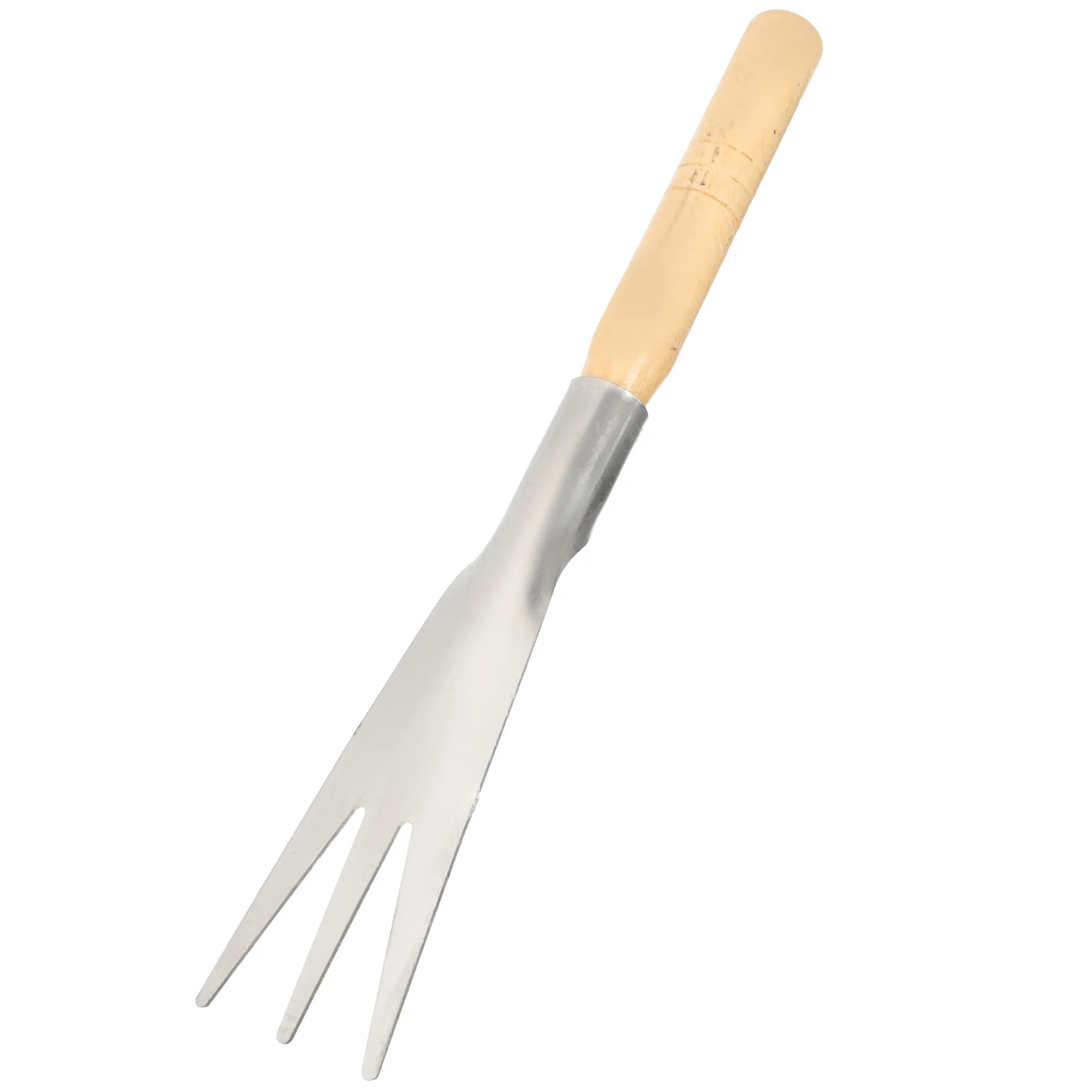 

3-Toothed Shovel Gardening Trowel Wooden Handle Durable Break Resistant Smooth Surface Comfortable Grip Practical for Digging