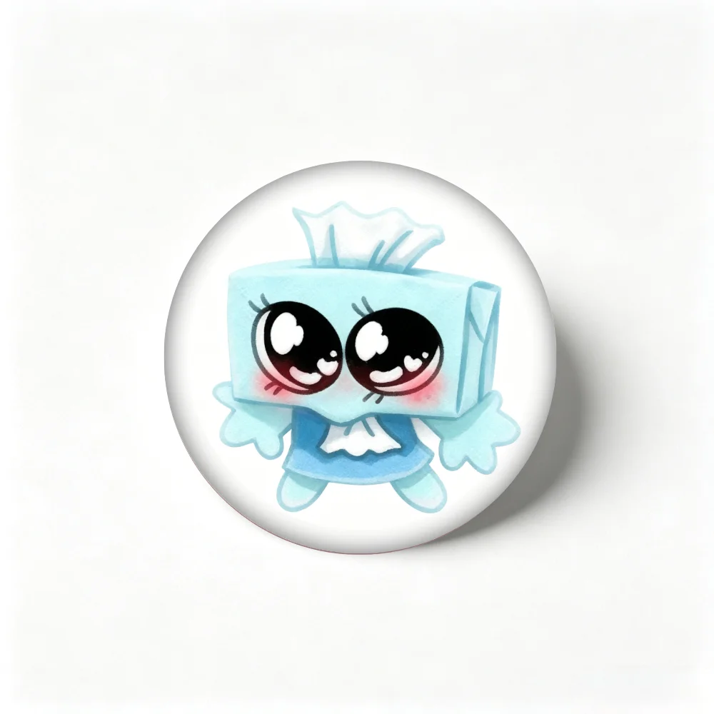 Anime Pins, Cartoon Tissue Box Character Badge, Tinplate Brooch, Breastpin for Backpack Clothes Gifts