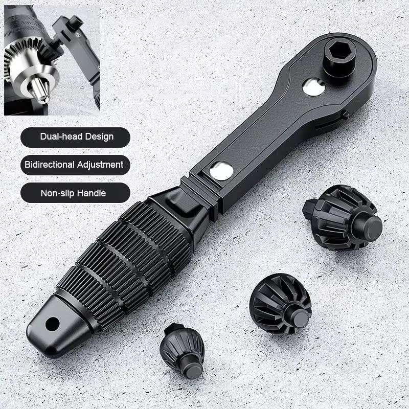4Pcs 2-In-1 Reusable Drill Chuck Ratchet Spanner Black Replacement Chuck Key for Auto Mechanic Repair Workshops