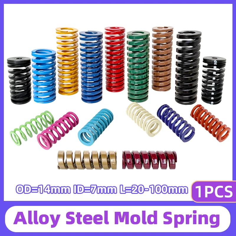 

Creamily 1PCS Mould Die Spring OD14m ID7mm Mould Spring Spiral Stamping Compression Spring Length20-100mm For 3D Printed or Car