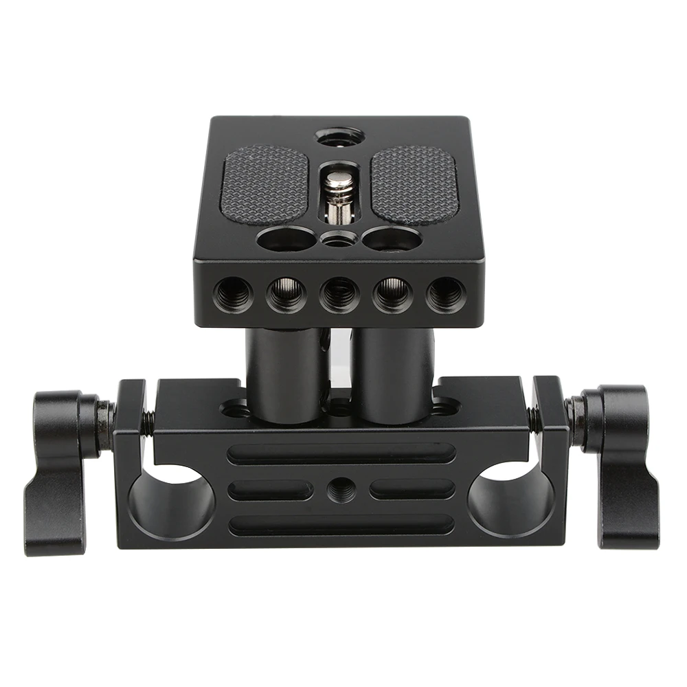 CAMVATE Camera Quick Release Plate With Railblock Height Riser & 15mm Rod Clamp Adaper For DSLR Cage Shoulder Rig Support System