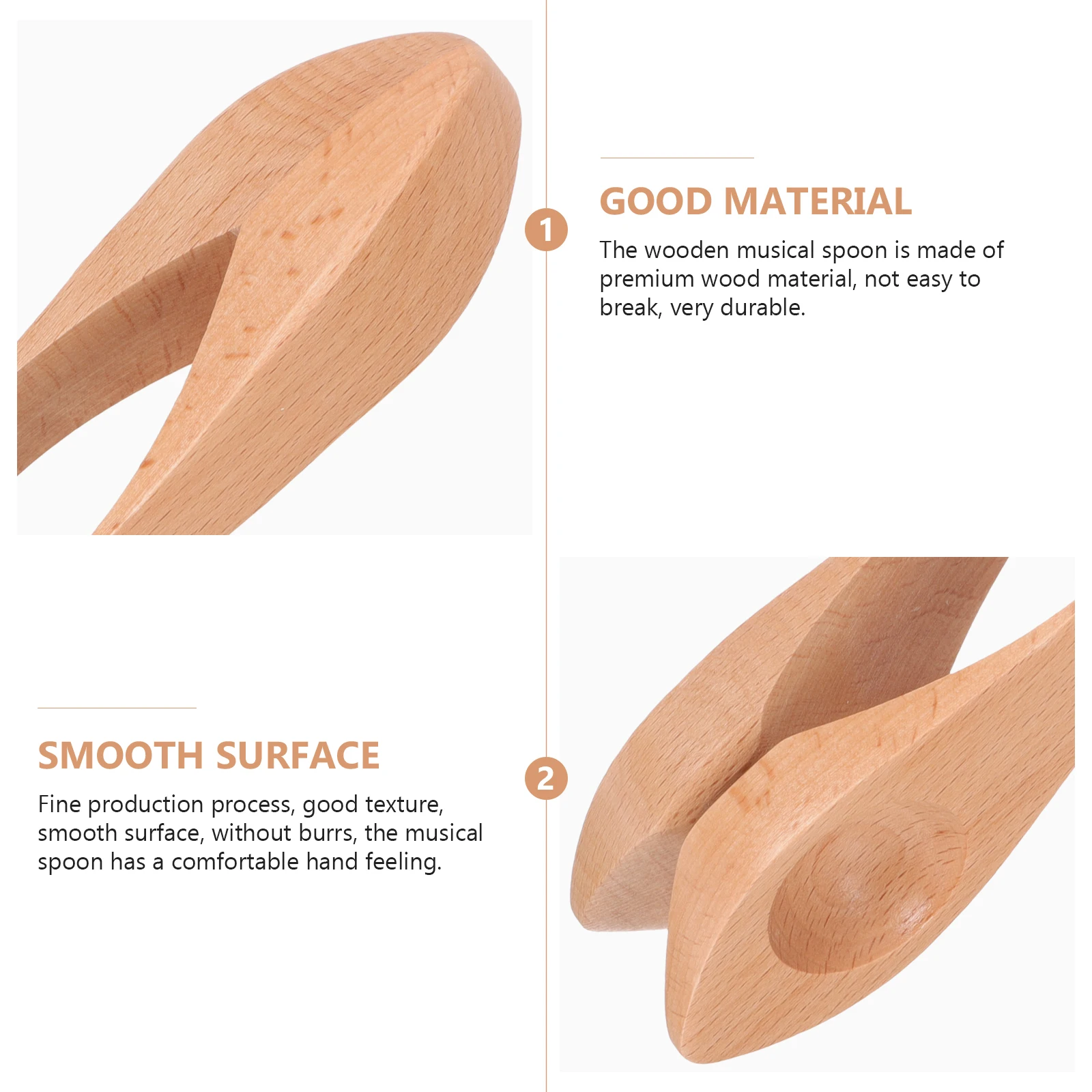 

Kids Wooden Musical Spoon Natural Wood Folk Instrument Easy to Play Develops Coordination Ideal for Parties Performances