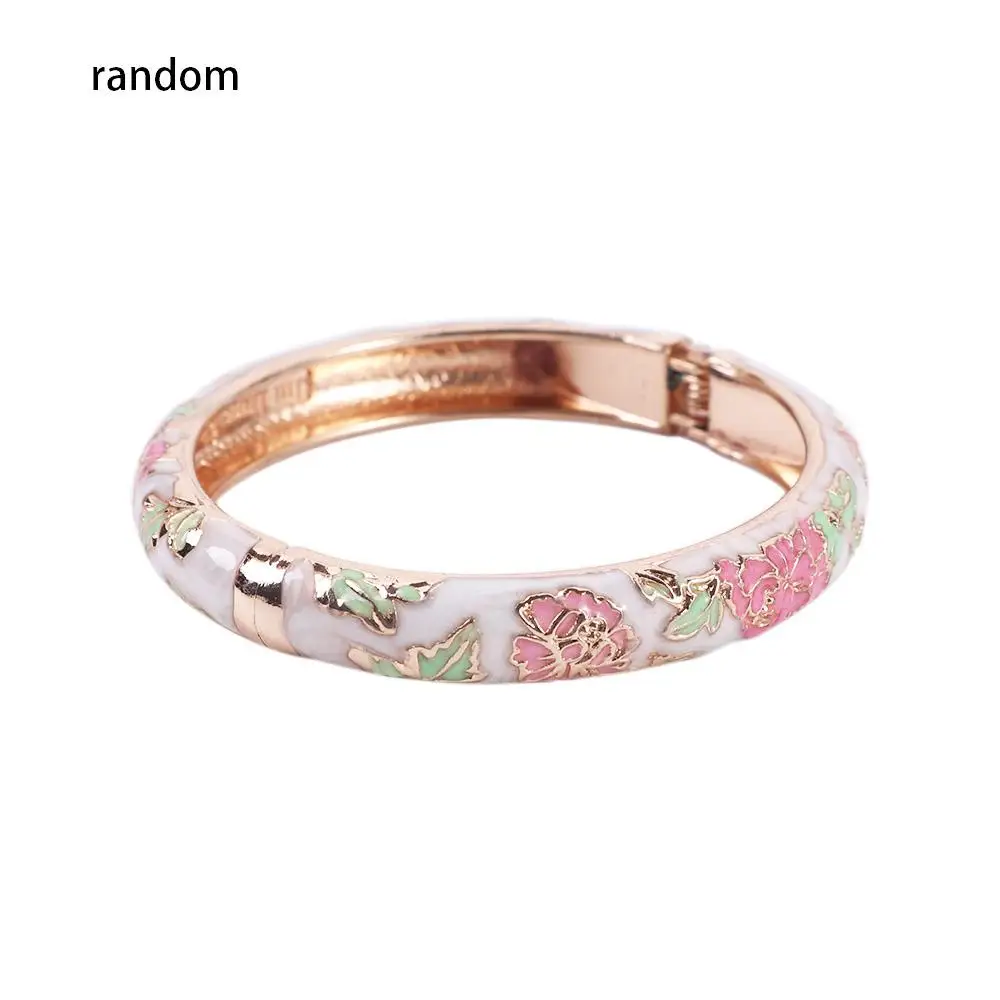 Vintage Ethnic Filigree Enamel Gifts For Women Girl Flower Peony Jewelry Accessories Bangles Bracelet