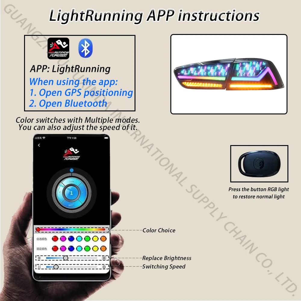 سيارة RGB الرقمية LED المصابيح الخلفية اكسسوارات لميتسوبيشي لانسر EX 2008-2017 أجزاء DRL لمبة خلفية بدوره ديناميكي 2015 2017