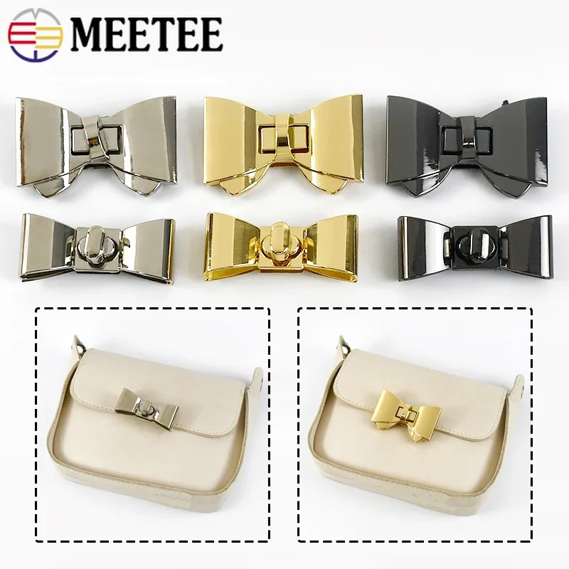 2/5Pcs 55x23/59X33mm Metal Twist Turn Locks Buckle Women Bag Bow Closure Lock Clasp Decorative Snap Hook Akcesoria do torebki