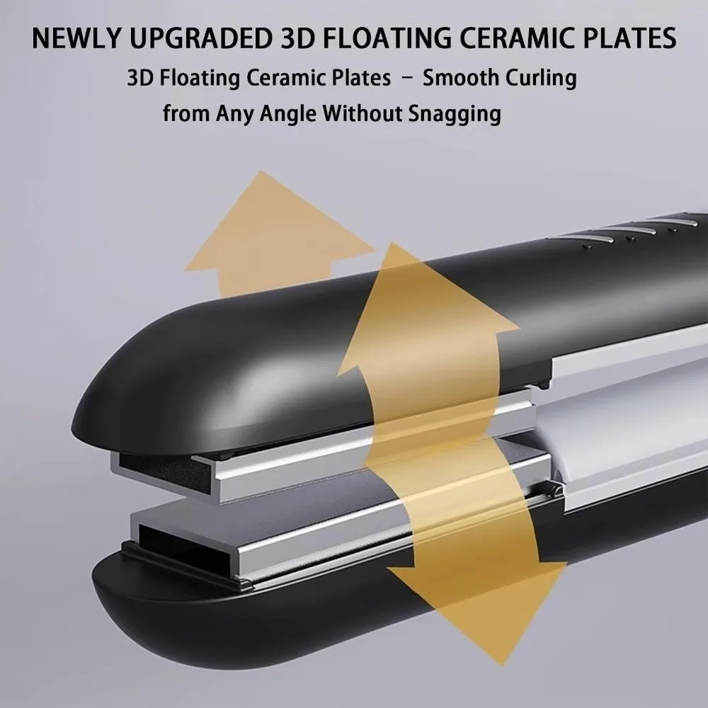 

Portable Wireless Hair Straightener Fast Heating 3 Temperature Settings 2 in 1 Hair Straightener Type-C Charging Mini