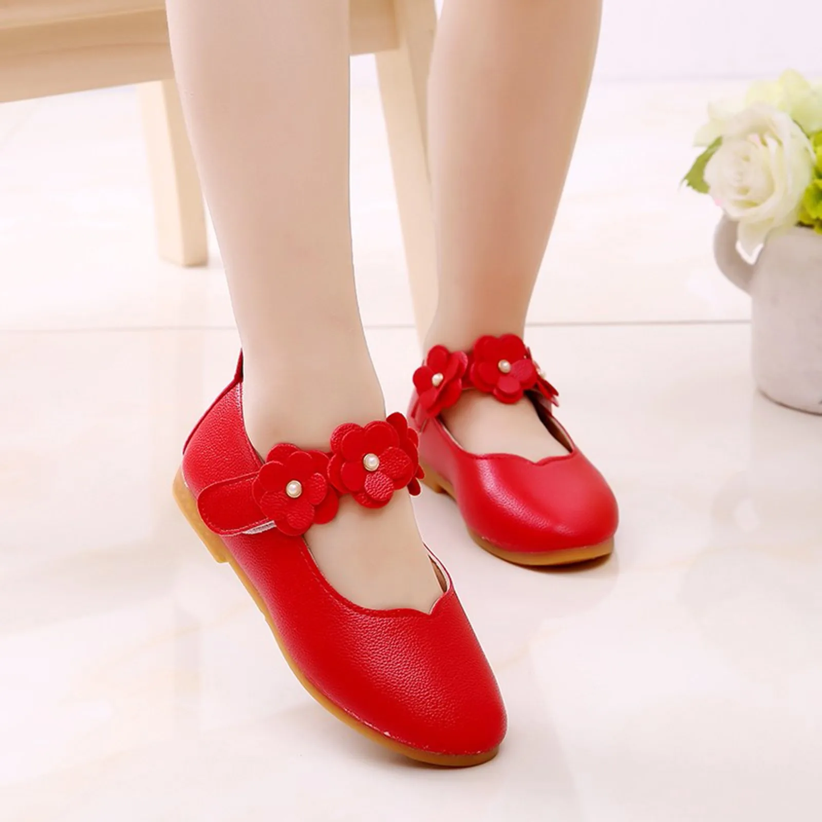 

Size 21-36 Children's Flats Flower Princess Party Performance Shoes Baby Student Girl Shoes for Kids Soft PU Leather Flats