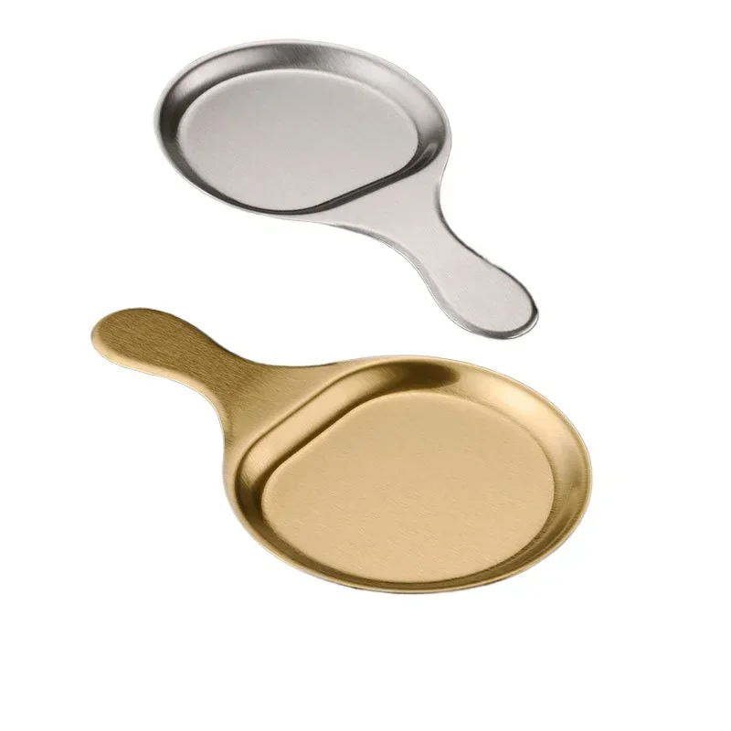 

Korean stainless steel with handle Western steak plate Flat bottom barbecue plate Tray Pizza plate