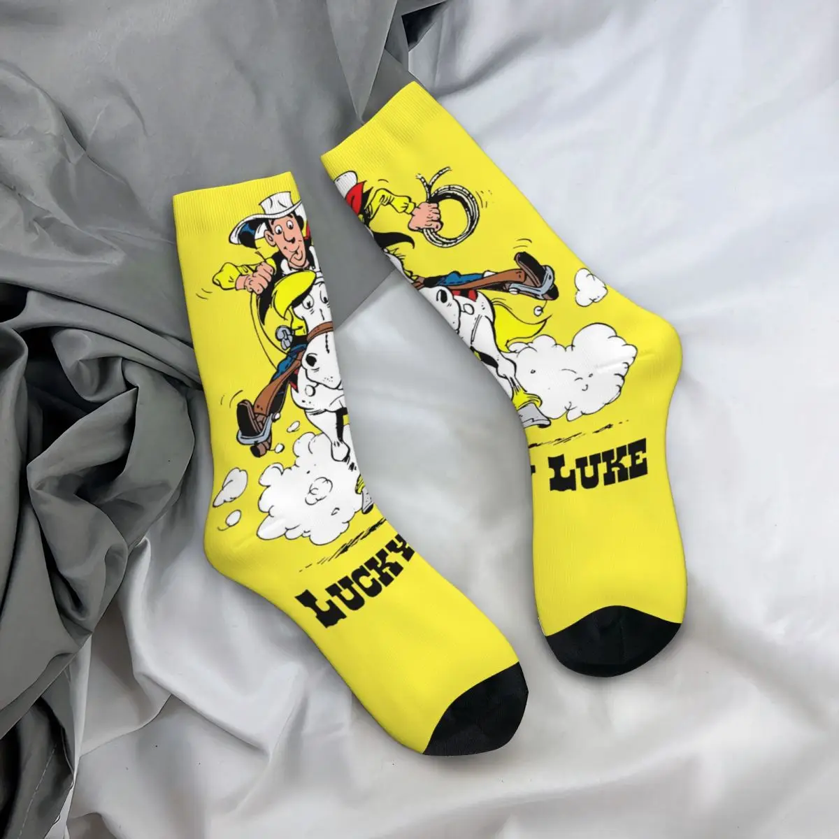 Lucky Luke Socks Autumn galloping on jolly jumper Stockings Leisure Couple Breathable Socks Design Climbing Non Slip Socks