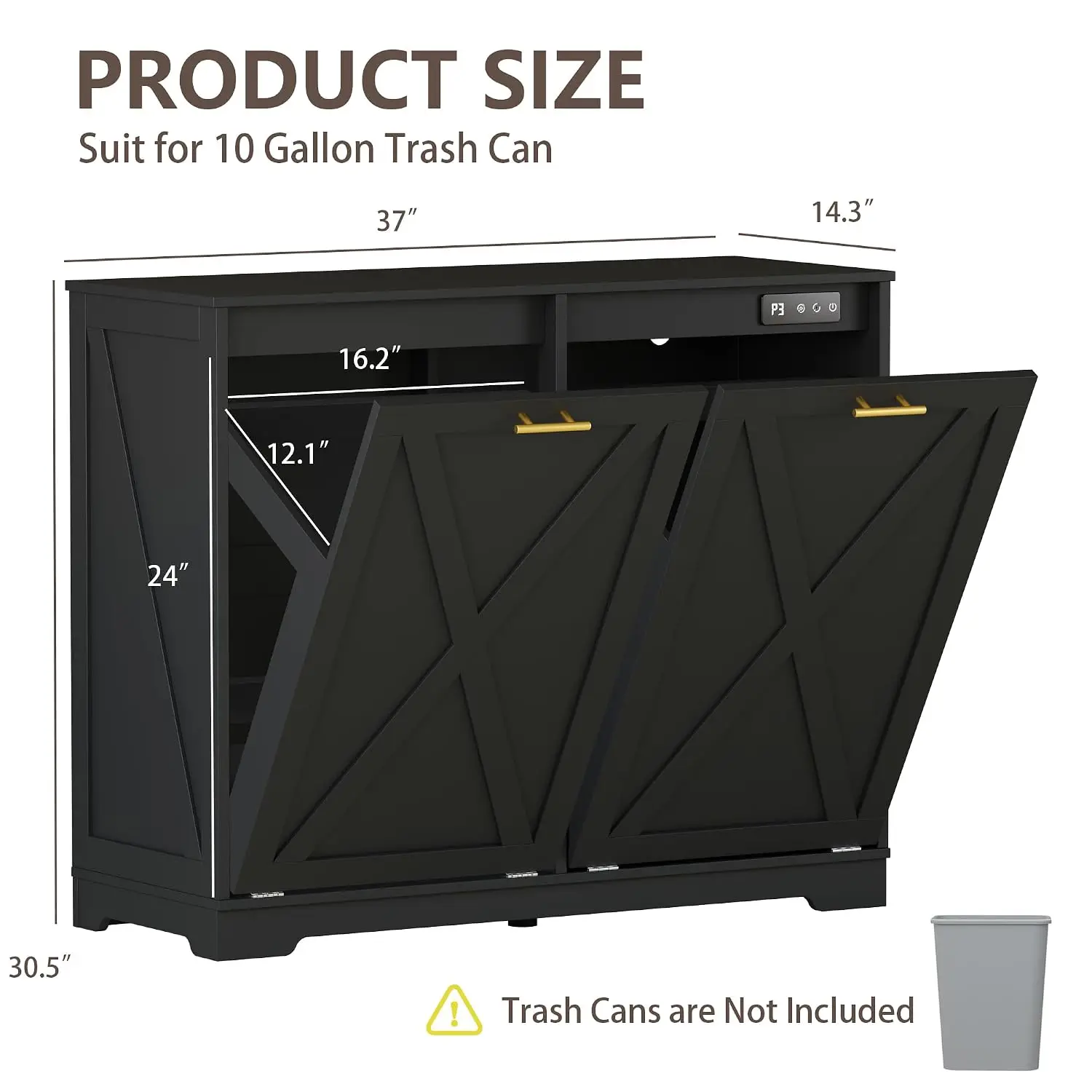 Double Tilt Out Trash Can Cabinet, Wooden Farmhouse Kitchen Garbage Bin Enclosure with Negative Ion Odor Control, Hidden Dog Pro