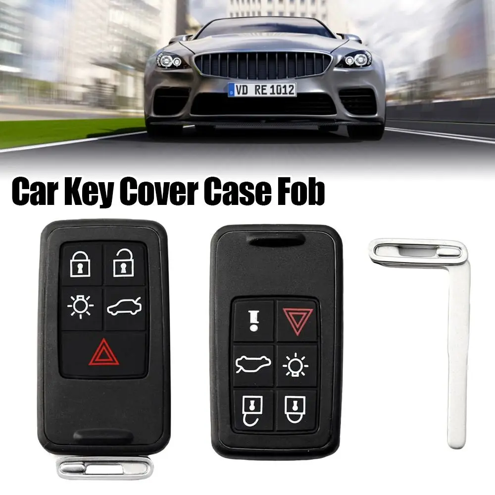 5/6 Knop Auto Sleutel Shell Duurzaam Abs Zwart Autosleutel Hoesje Sleutelloos Go Remote Key Case Cover Voor Volvo S60l Xc60 S80l V60 V40 Auto