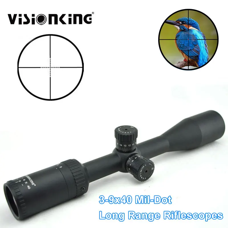 

Visionking HD 3-9x40 Hunting Riflescope Waterproof Mil-Dot Reticle Turret Lock Target Shotting Long Range FMC Optical Sight.223