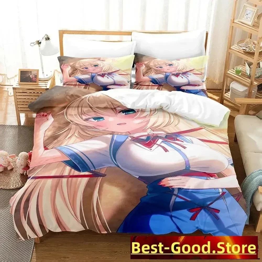 Kawaii Akai Haato Bedding Set Single Twin Full Queen King Size Bed Set Adult Kid Bedroom Duvet cover Sets 3D Print Anime Bed