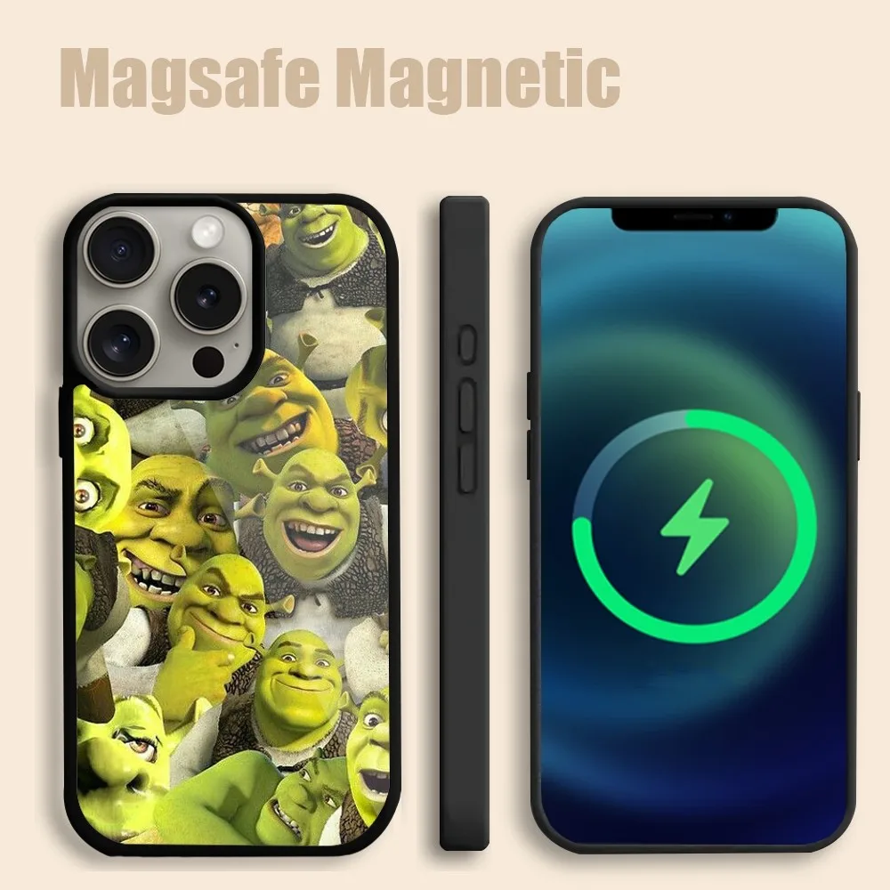 Cartoon Funny S-shreks  Phone Case For iPhone 15 14 13 12 11 Pro Max Plus Magsafe Magnetic Wireless Charging Cover