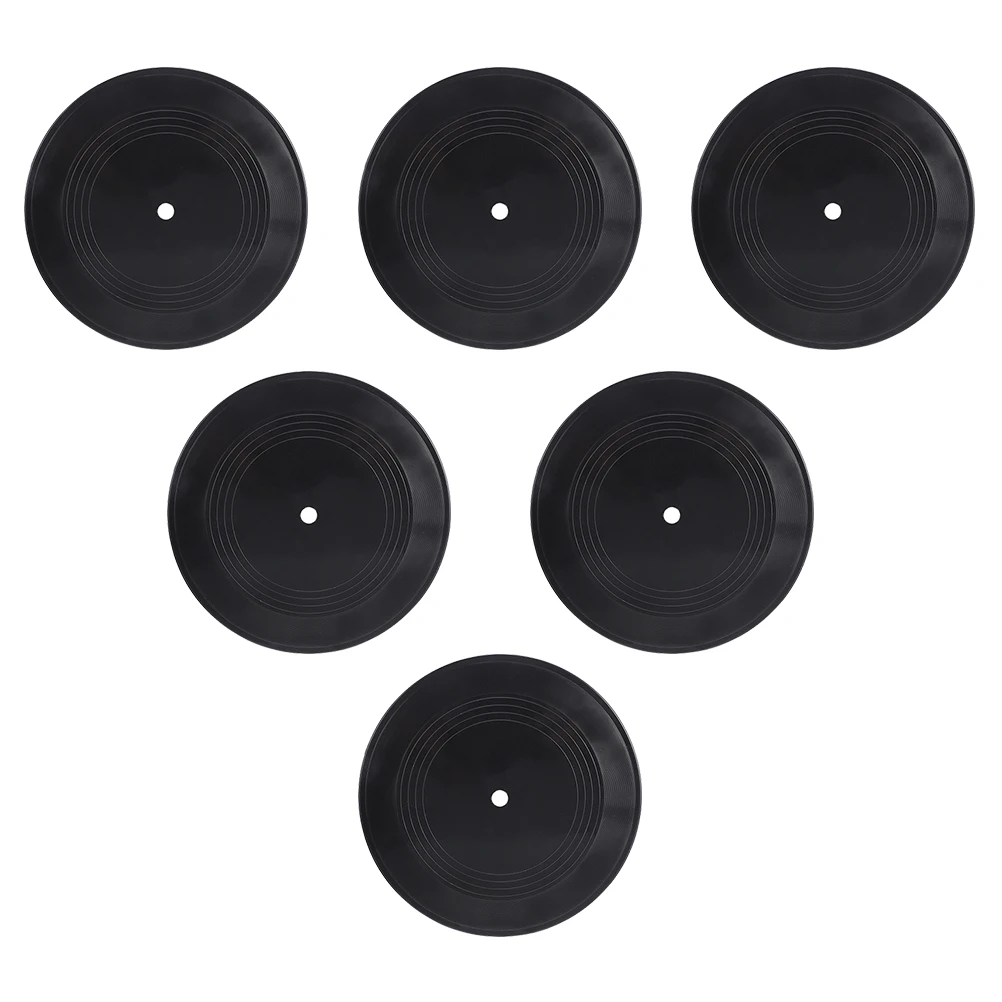 

6 Pcs Decorative Records Bar Rustic Round Vinyl Wall Plastic Decorations Disc Blank Baby