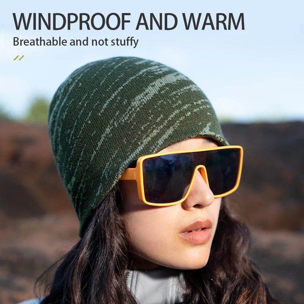 AONIJIE Wool Running Caps Winter Knit Hat Windproof Warm Snowboarding Caps Thick Warm Running Outdoor Sports Ski