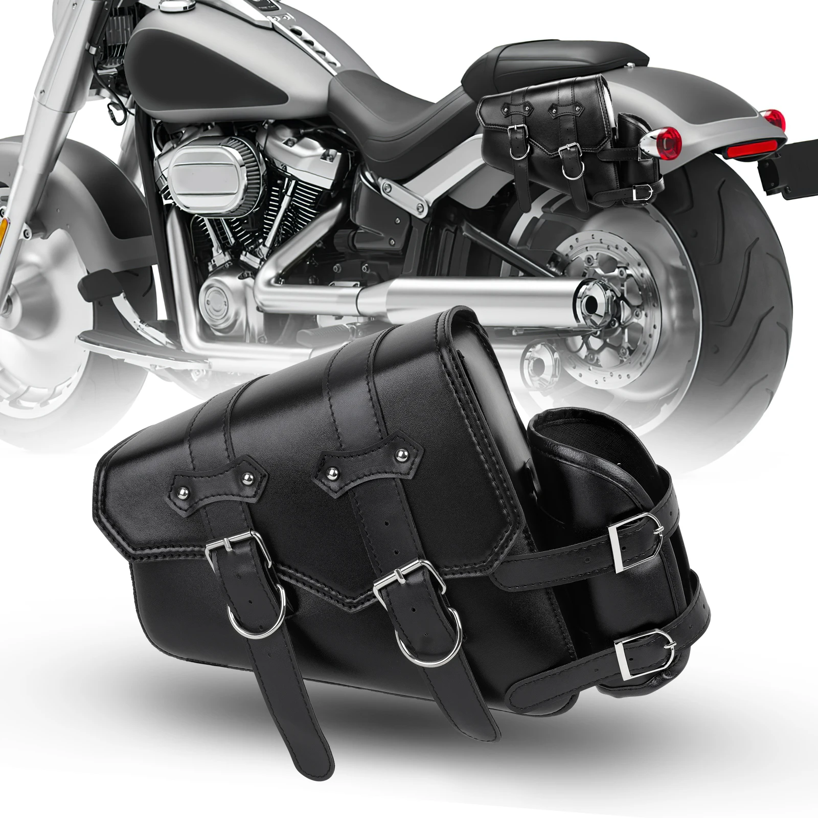

Для Harley Davidson Sportster XL883 XL1200 черная седельная сумка из искусственной кожи с сумкой для чайника мотоциклетная седельная сумка в стиле ретро
