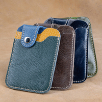 Genuine Leather Card Holder for Men - 2-Slot Minimalist Wallet for Credit Cards, Business Cards & ID, Compact Purse Organizer